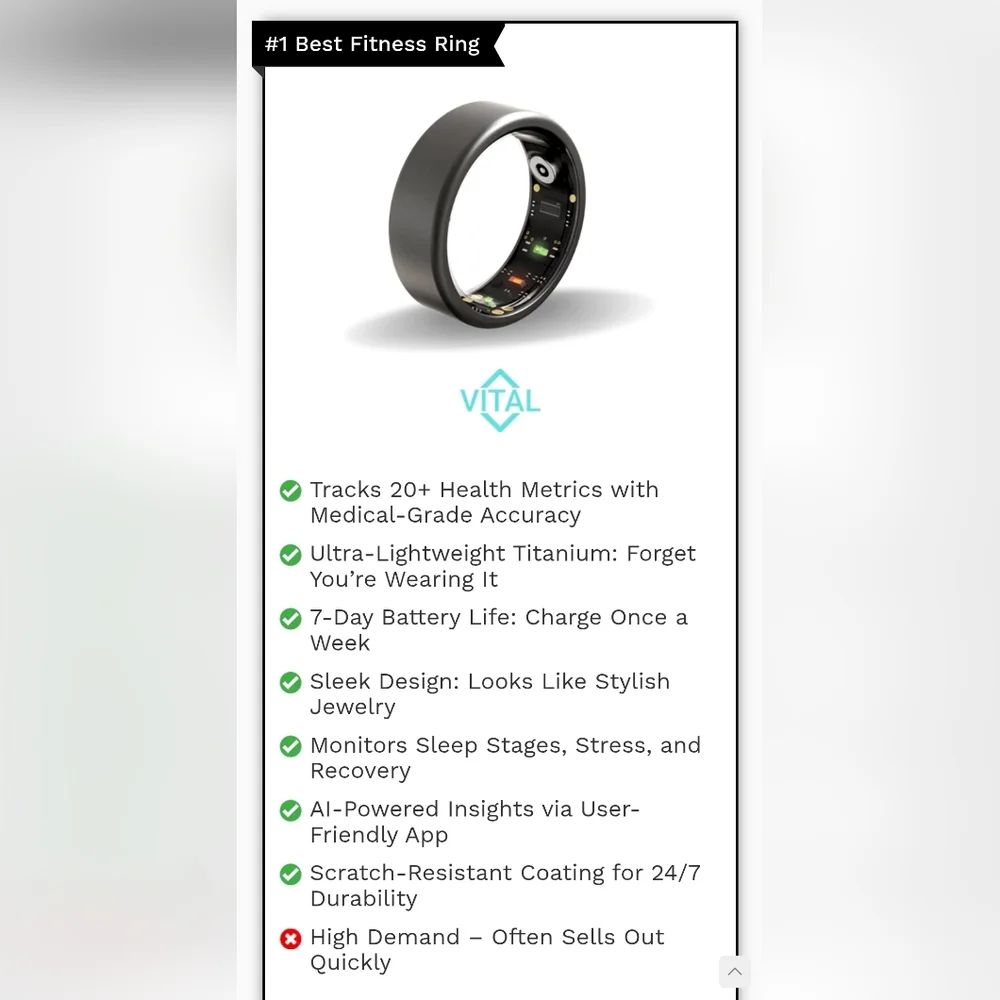 Vital Ring - Smart Fitness Ring - Black
